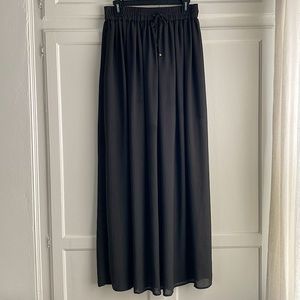 MNG Casual Flowy Maxi Skirt with Pockets, Drawstring Waist & Slits, Medium